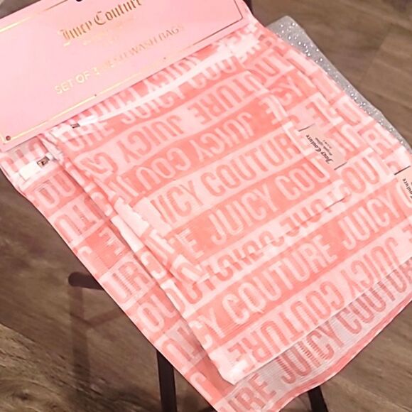 Juicy Couture Block Logo Set of 3 Mesh Wah Bags - Picture 3 of 4